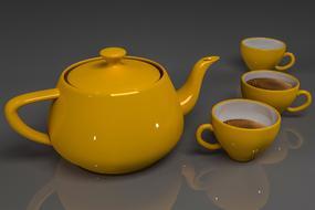 yellow tea set on the table