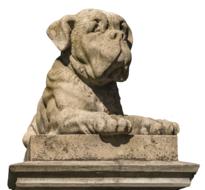 brick dog on a stone