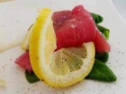 Lemon and salmon appetizer