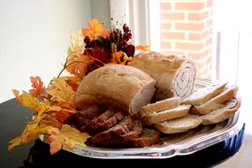 sliced holiday roll with stuffing