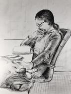 girl resting drawing