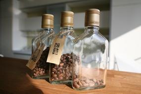 coffee beans in glass jars
