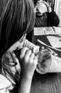 child drinks milkshake