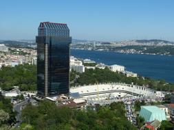 building black background view glass