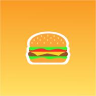 drawing of a burger on a yellow background