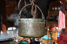 iron pot over the fire