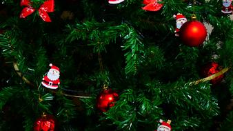 red balls and bows on the christmas tree