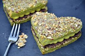 Sweet green pastries with nuts