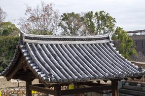 the roof of the well in the yard