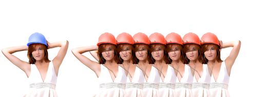 women in orange wearing a hard hat