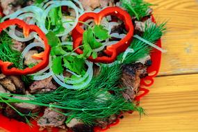 roast meat with spices and vegetables
