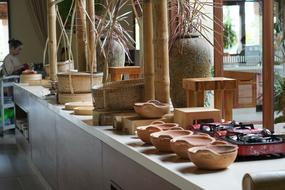 wooden dishes in the kitchen