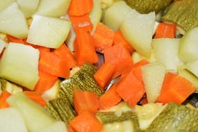 Sliced boiled vegetables