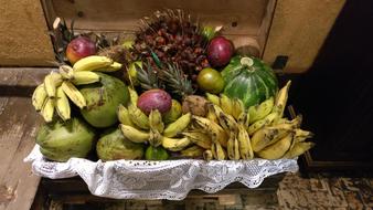 sweet colored tropical fruits