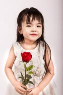 Girl holding Rose Flower