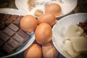 raw eggs with chocolate