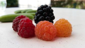 Juicy sweet raspberries and blackberries