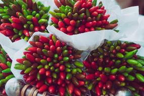 bouquets of ripe chili peppers