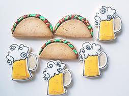 Mexican dish and beer drawing