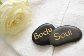 Relaxation stone white flower
