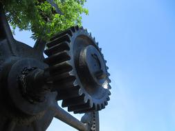 industrial gear on blue sky background