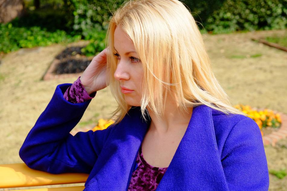 the girl in the blue jacket