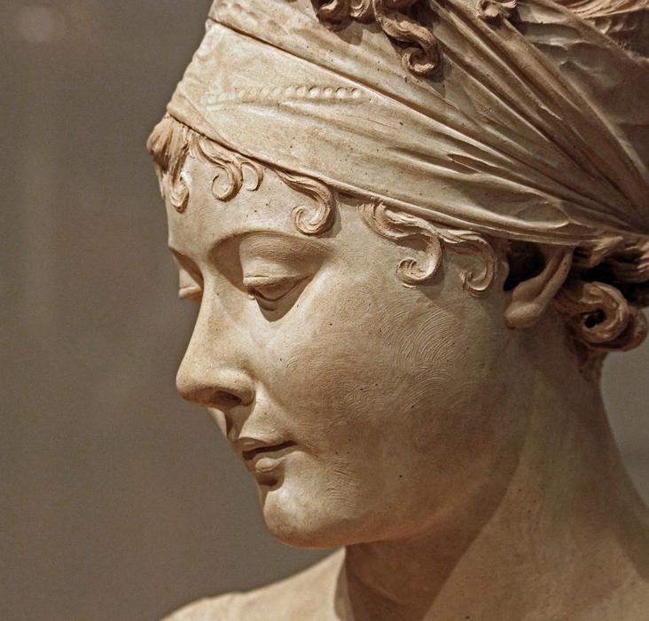 sculpture of a girl in a headscarf