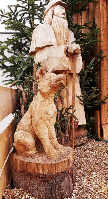 stone sculpture of a dog at home