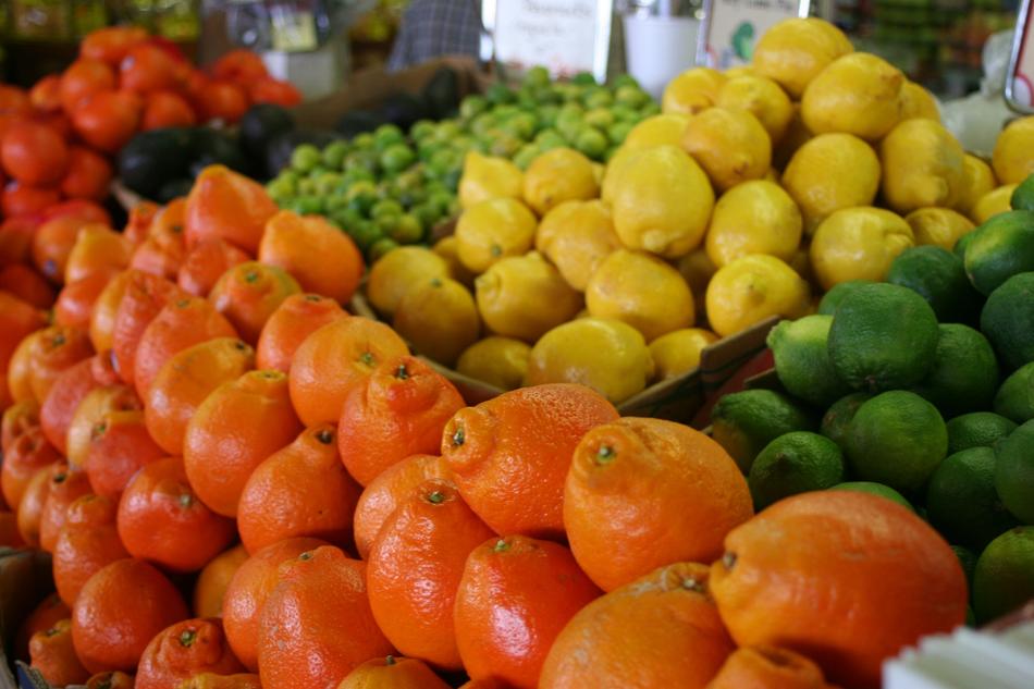 Colorful juicy fruit at the market