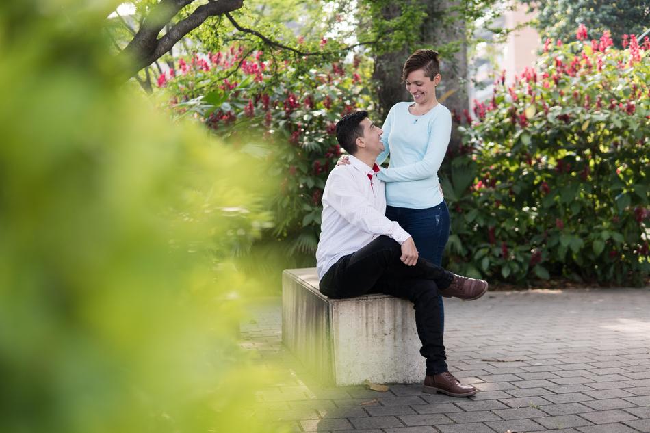 girl and guy in the garden