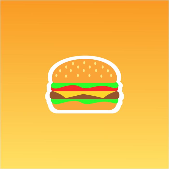 drawing of a burger on a yellow background