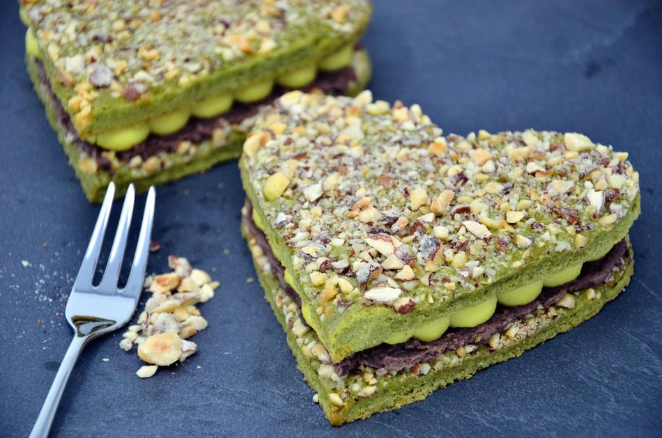 Sweet green pastries with nuts