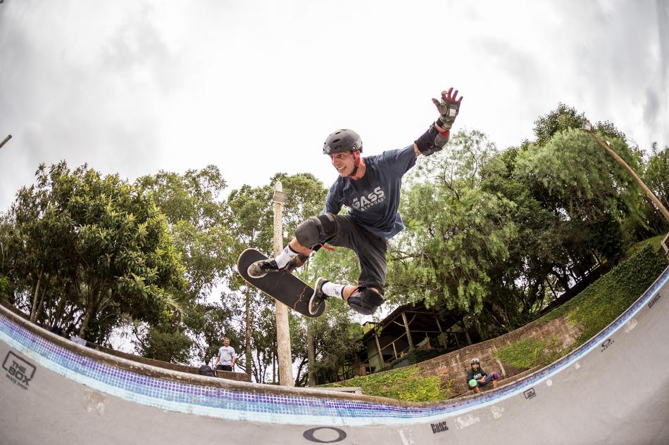 skateboard man green mirror