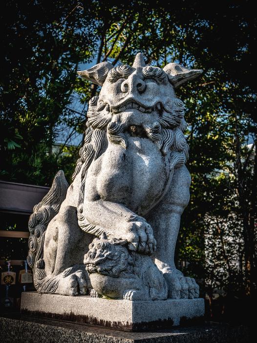 Guardian Dogs Stone Statues Shrine