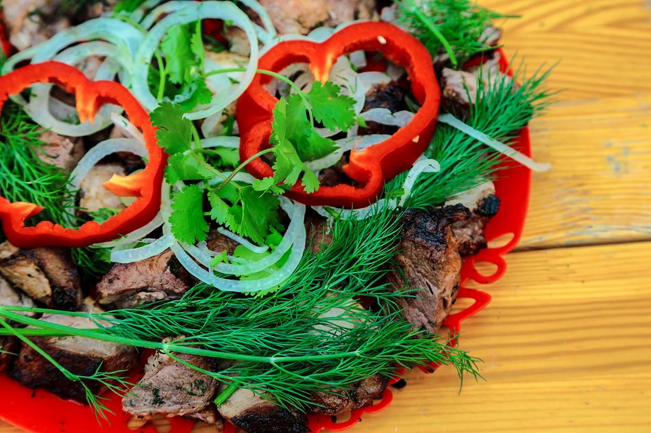 roast meat with spices and vegetables