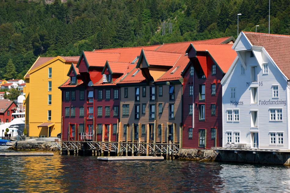 colorful European houses by the river