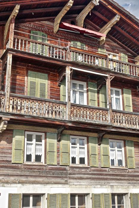 balconies on a wooden house