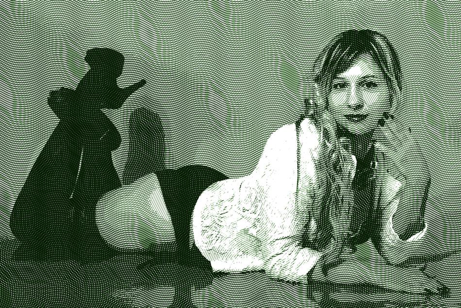 the girl in the black long boots