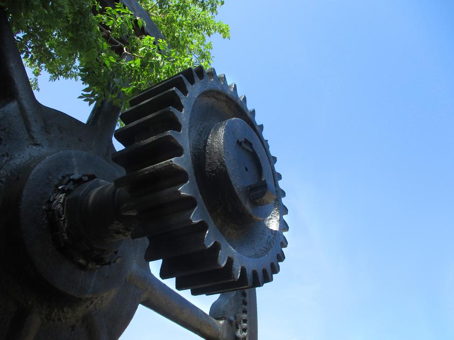 industrial gear on blue sky background