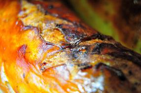 Closeup of a fried sausage