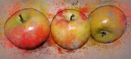 drawing of colorful juicy apples