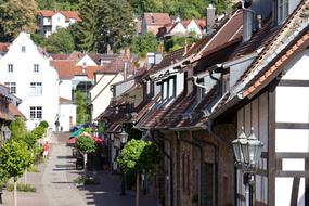 wooden facades of houses