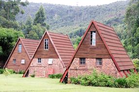 red triangular houses