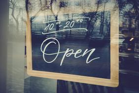 cafe sign in the door