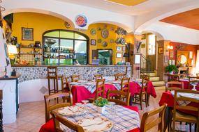 colorful interior in the cafe