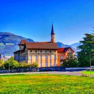 building by the green grass