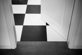 black and white room floor