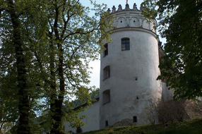 white castle hidden in the trees