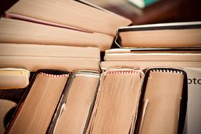 macro photo of a pile of books