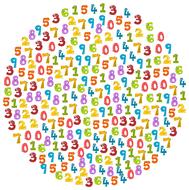 Circle with the colorful numbers, at white background, clipart